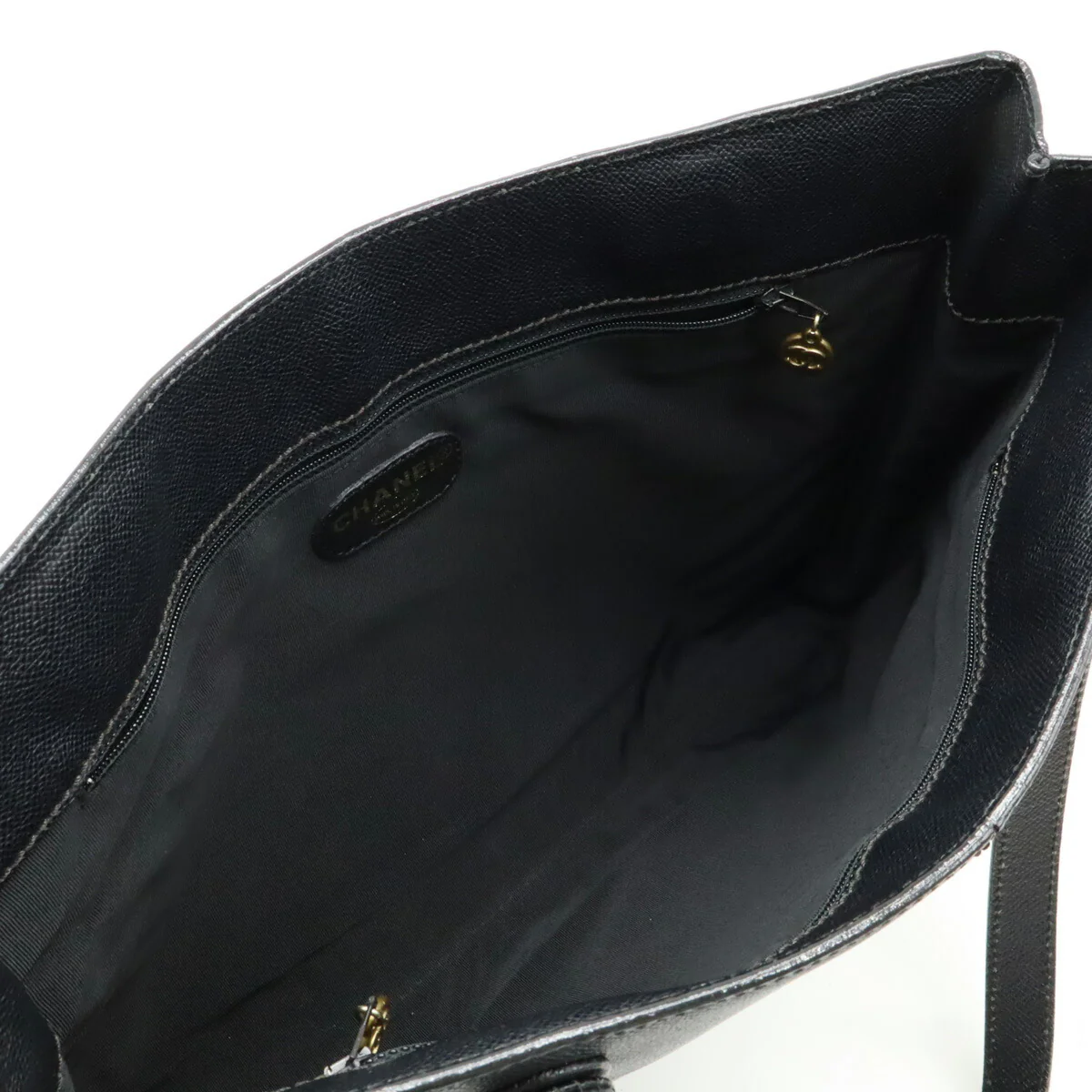 Chanel Coco Mark Leather Tote Bag Black