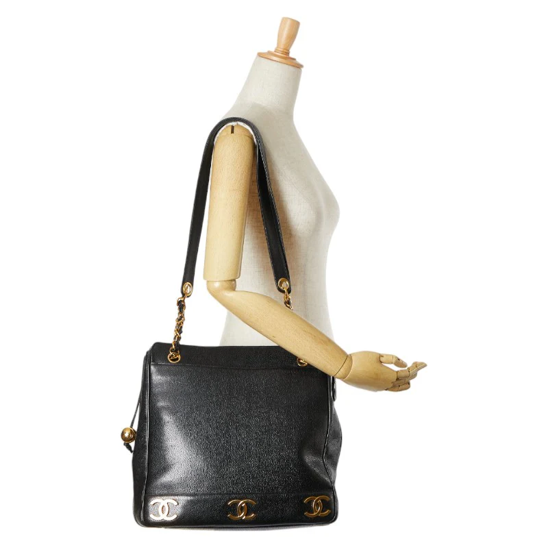 Chanel Caviar Triple Coco Mark Chain Tote