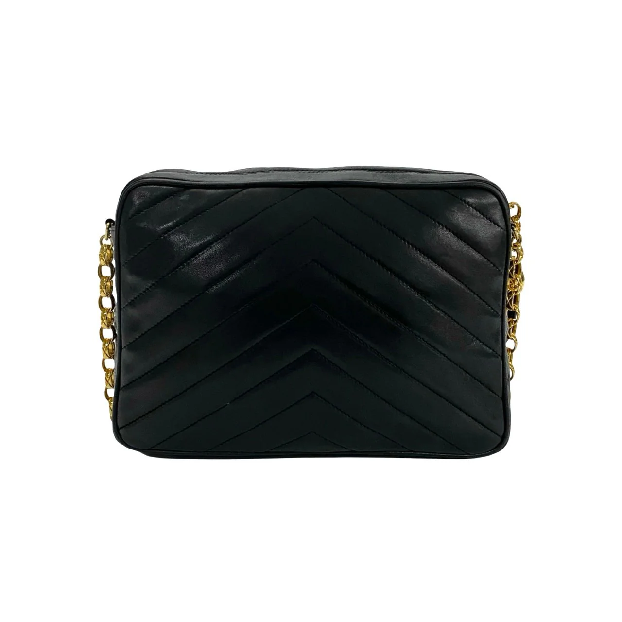 Chanel Lambskin Fringe Chain Shoulder Bag Black