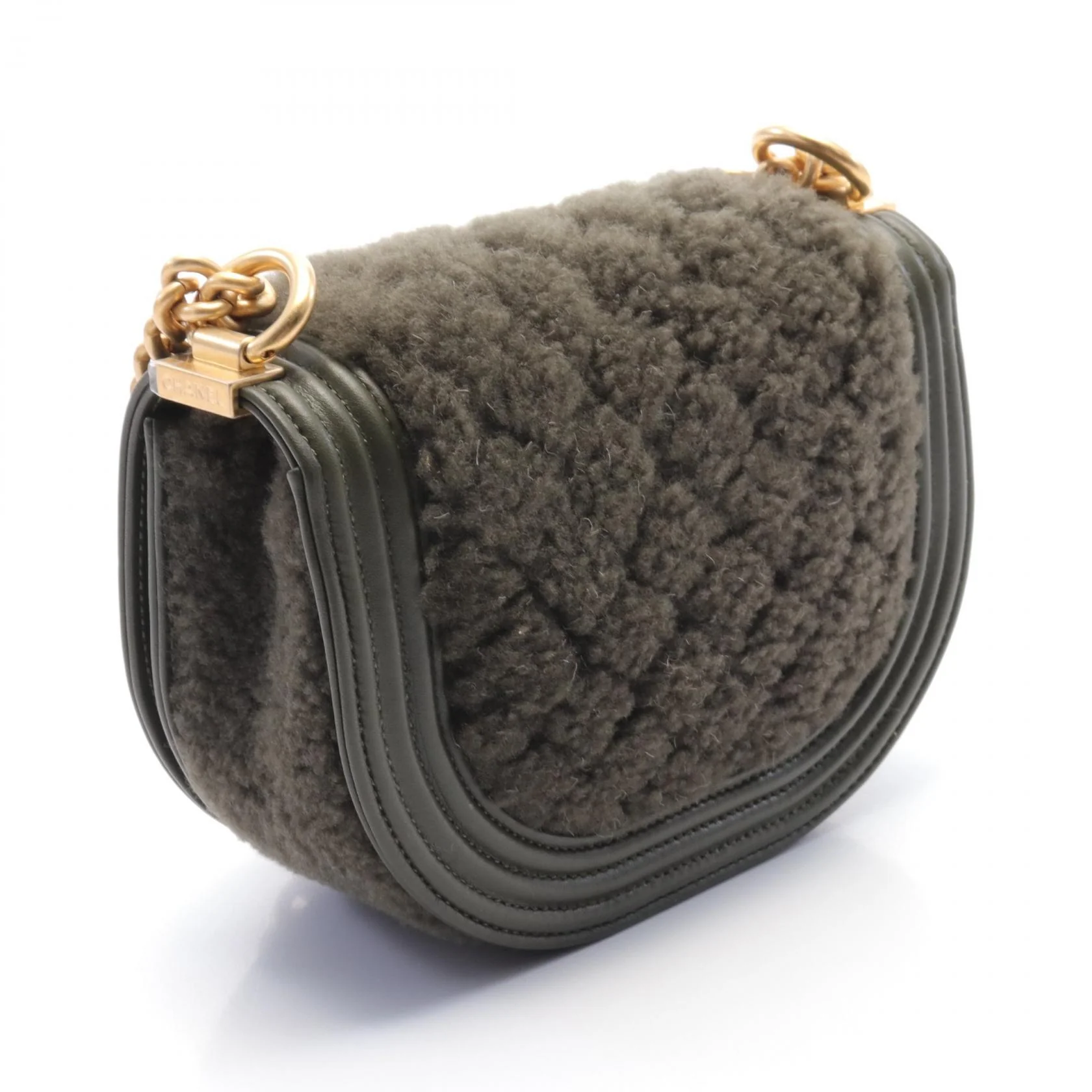 Chanel Boy Small Leather Shoulder Bag Khaki