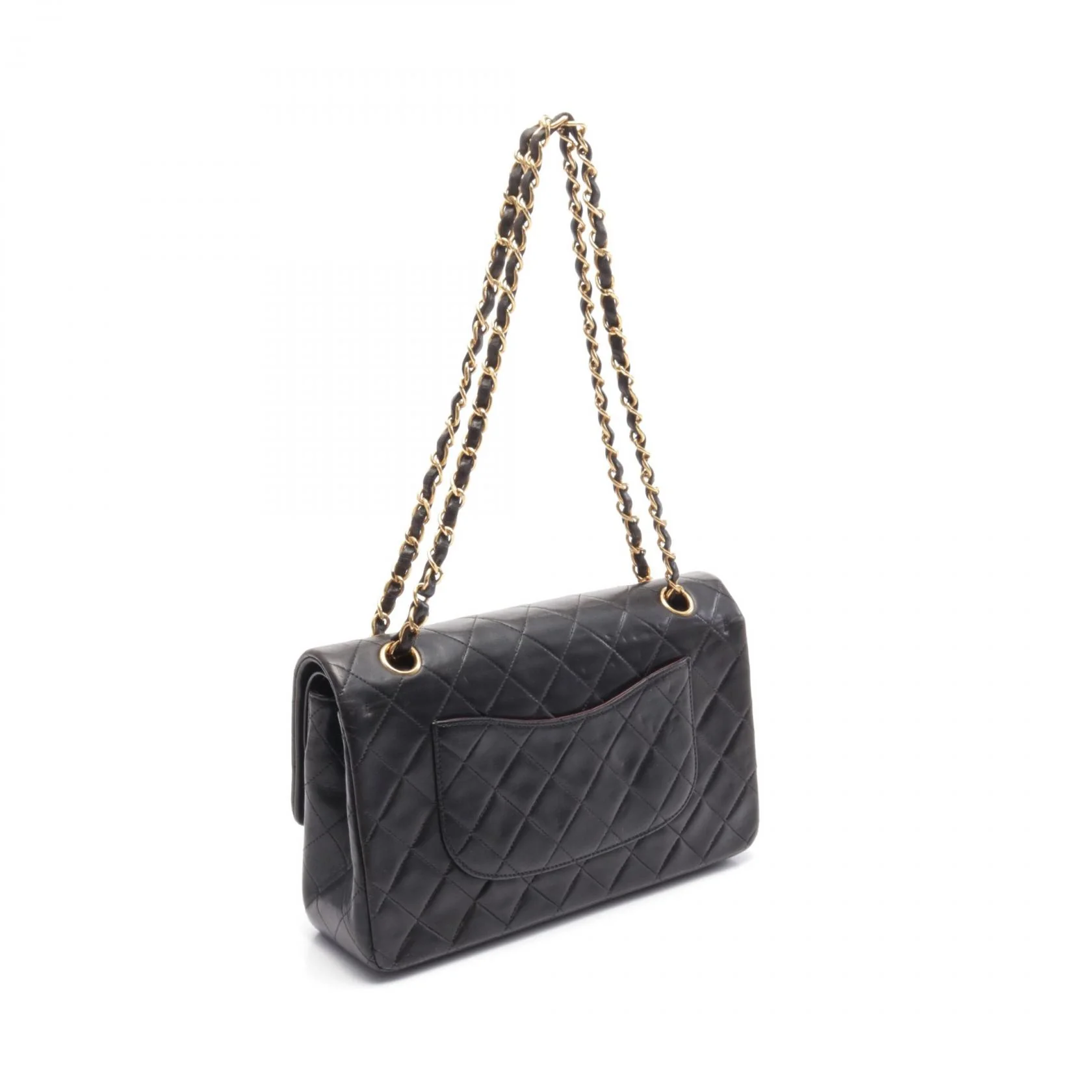 Chanel Lambskin Matelasse W Flap Shoulder Bag A01112