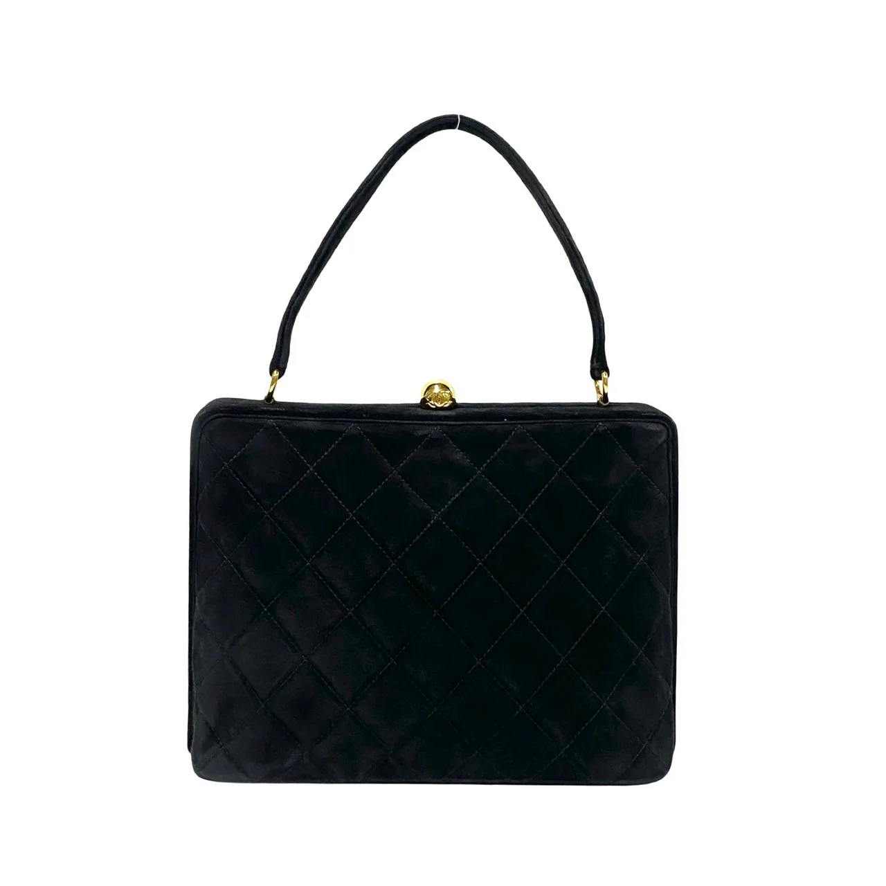 Chanel Suede Matelasse Coco Mark Handbag Black