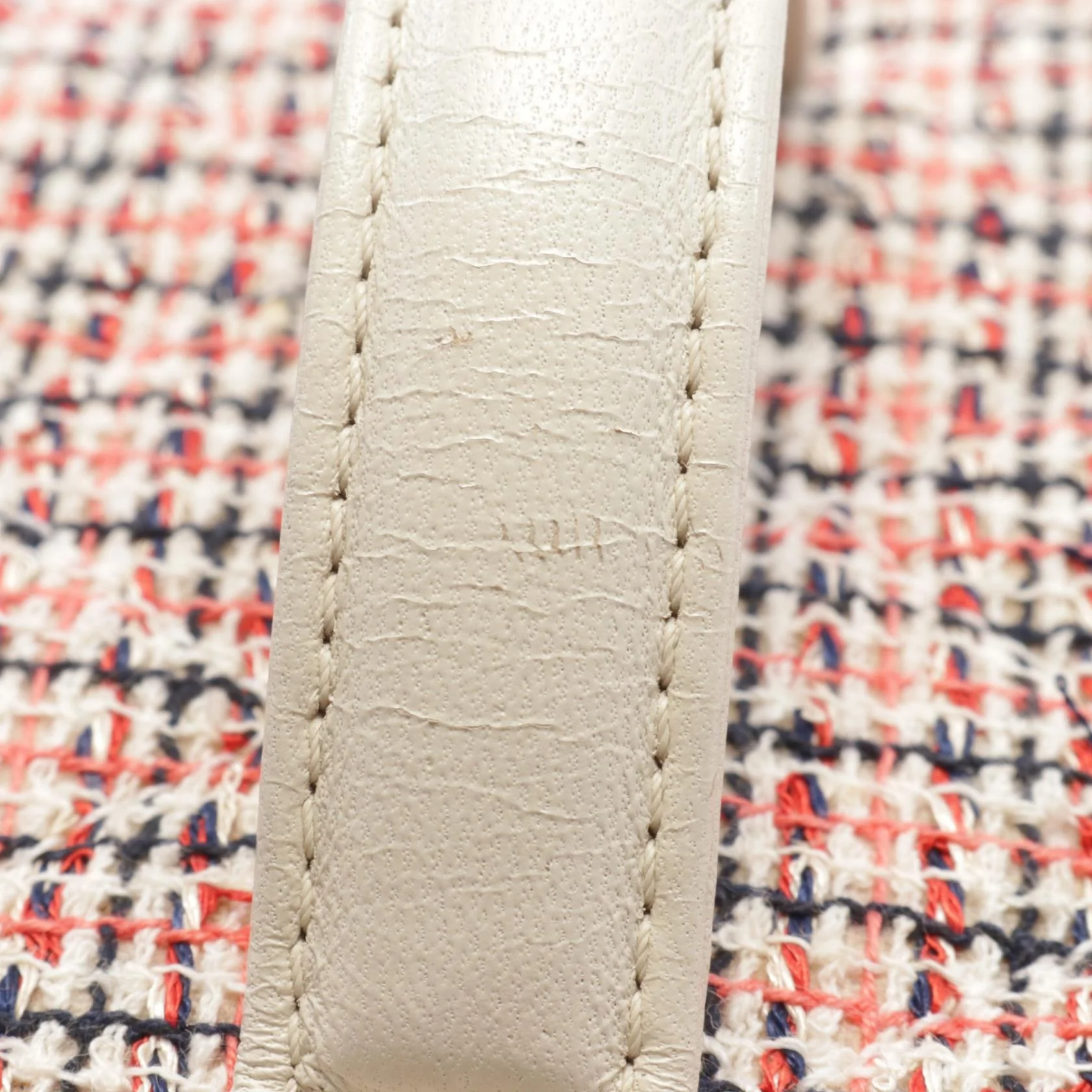 Chanel Coco Mark Fabric Leather Handbag