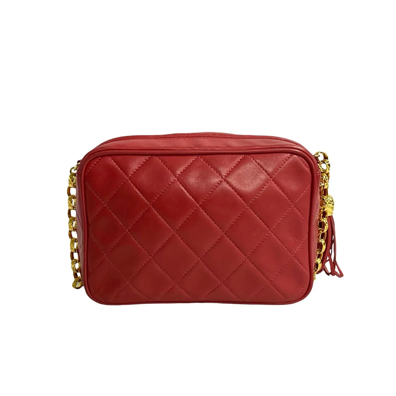 Chanel Lambskin Matelasse Coco Mark Tassel Chain Shoulder Bag