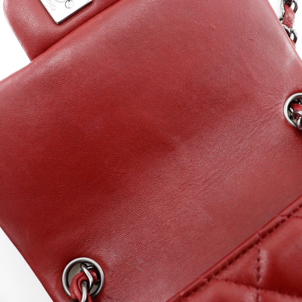 Chanel Lambskin Mini Chain Shoulder Bag Red