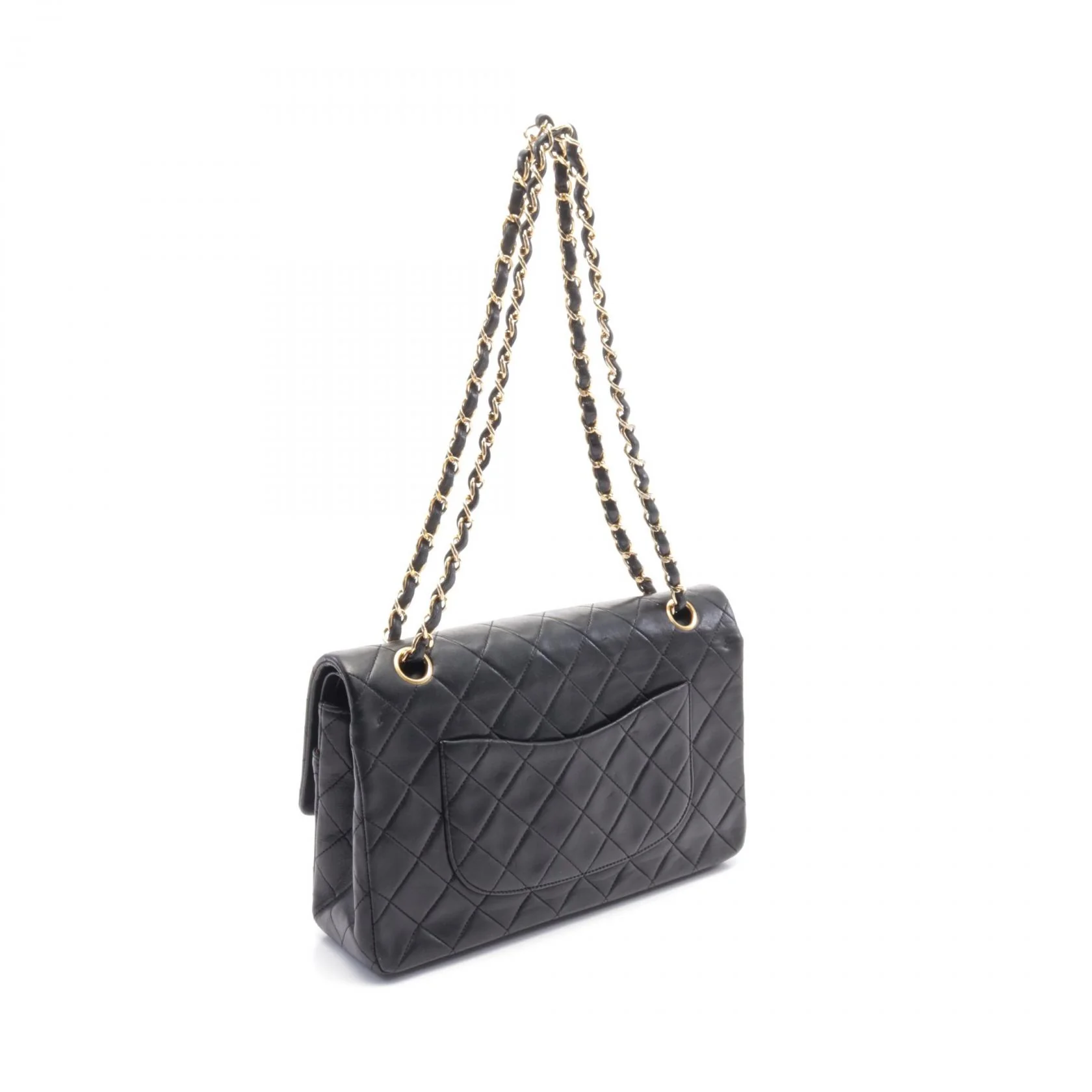 Chanel Matelasse W Flap Shoulder Bag Black