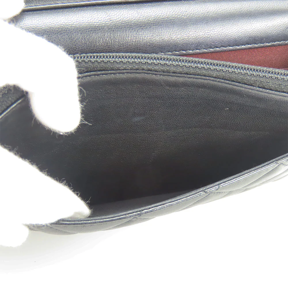 Chanel Lambskin Chain Wallet Shoulder Bag Black