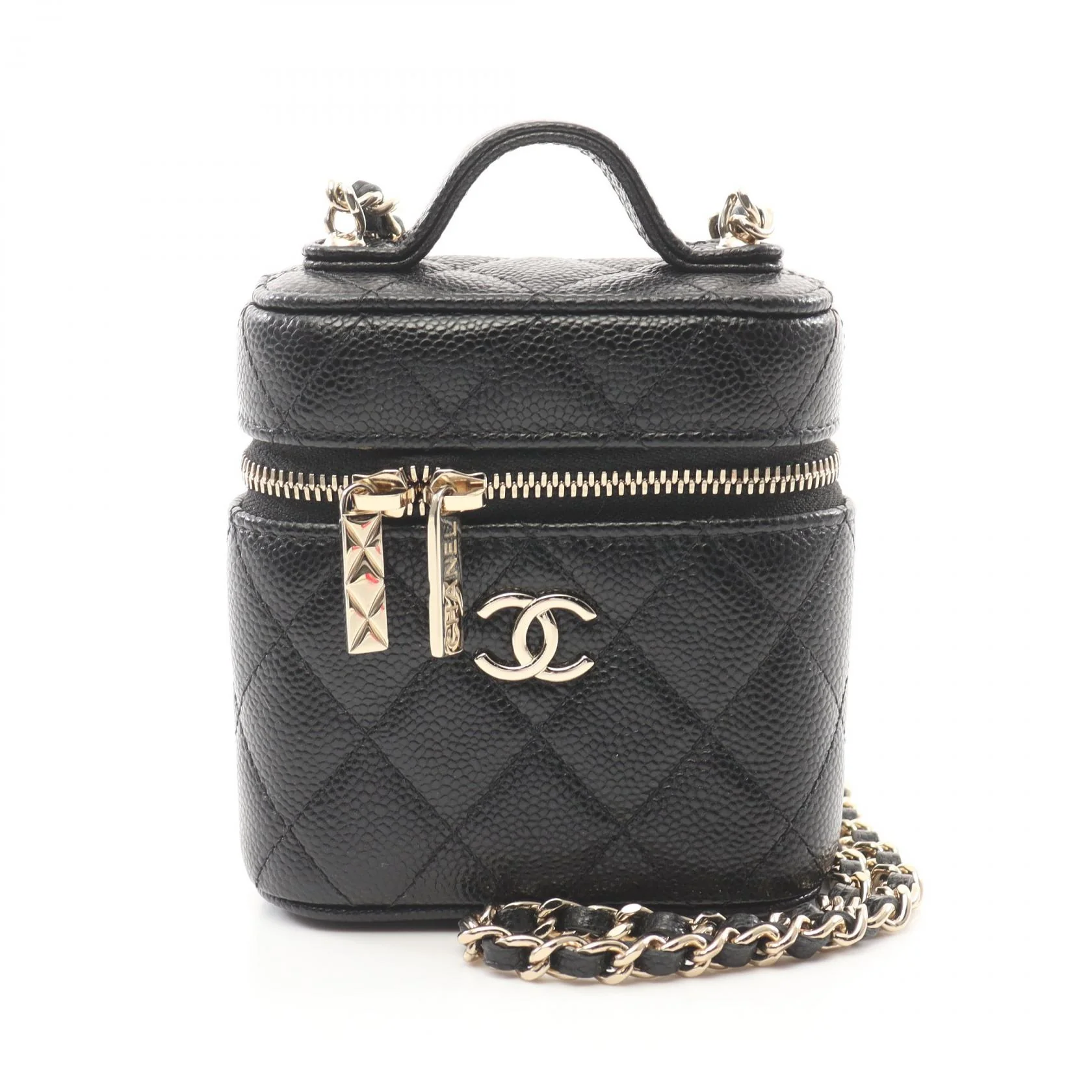 Chanel Leather Matelasse Small Vanity Case Bag