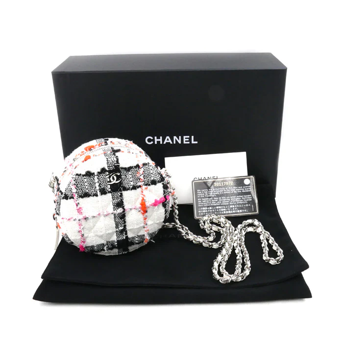 Chanel Tweed Round Mini Classic Chain Shoulder Bag