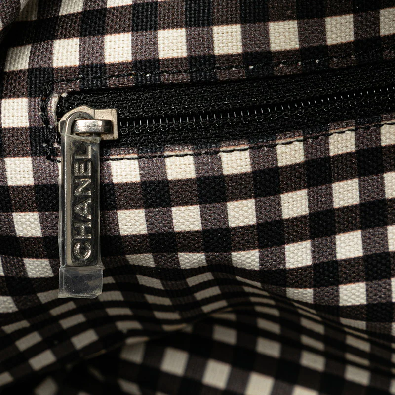 Chanel Gingham Check Canvas Leather Handbag