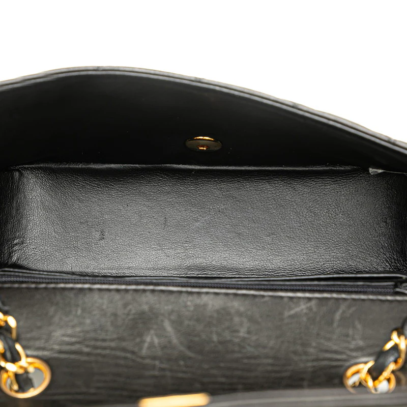 Chanel Diana Chain Shoulder Bag Black Gold