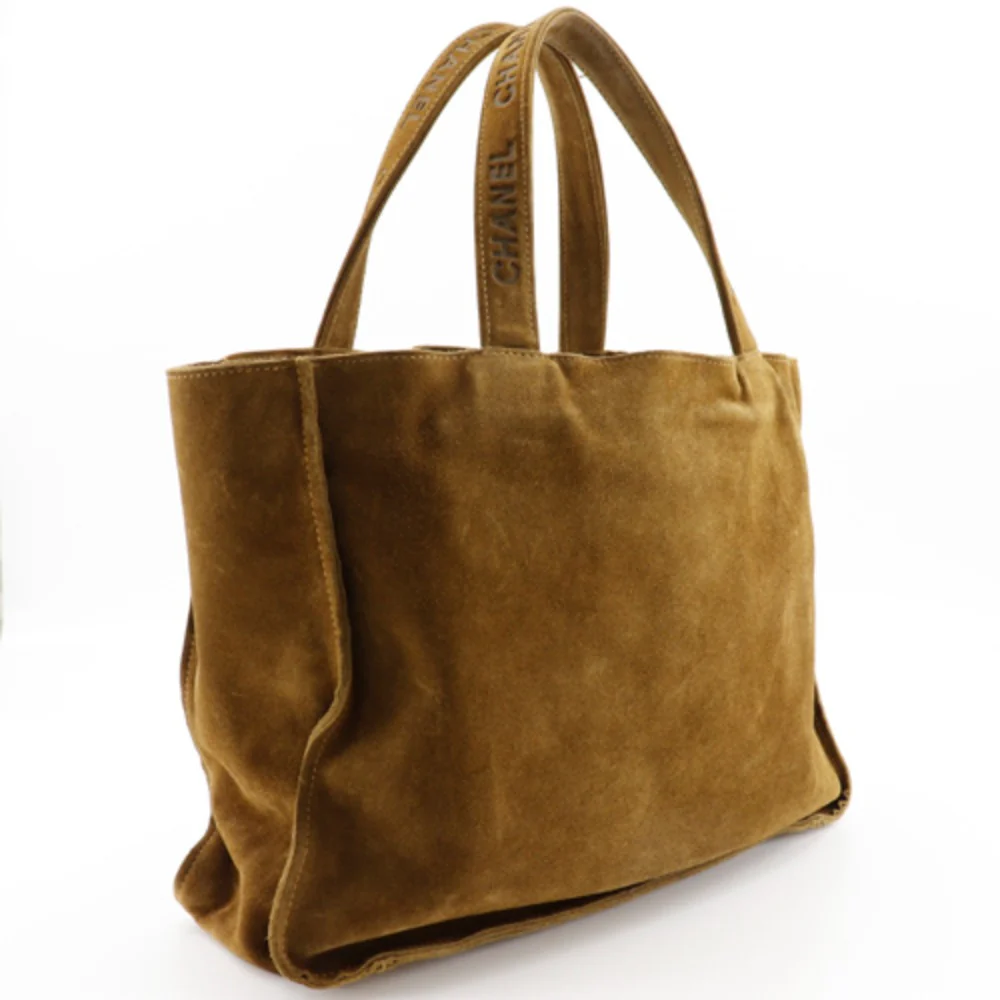 Chanel Suede Handle Logo Tote Bag