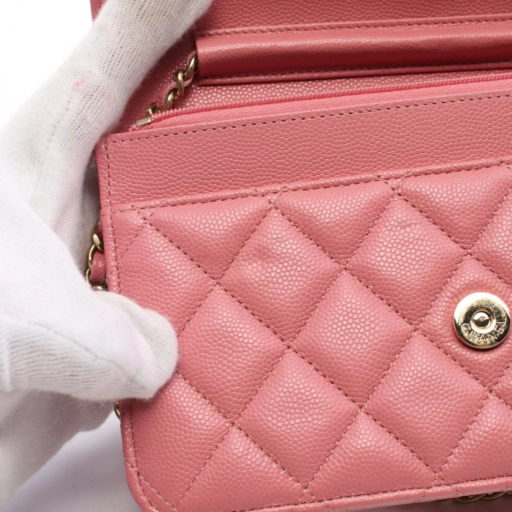 Chanel Caviar Skin Matelasse Shoulder Bag Pink
