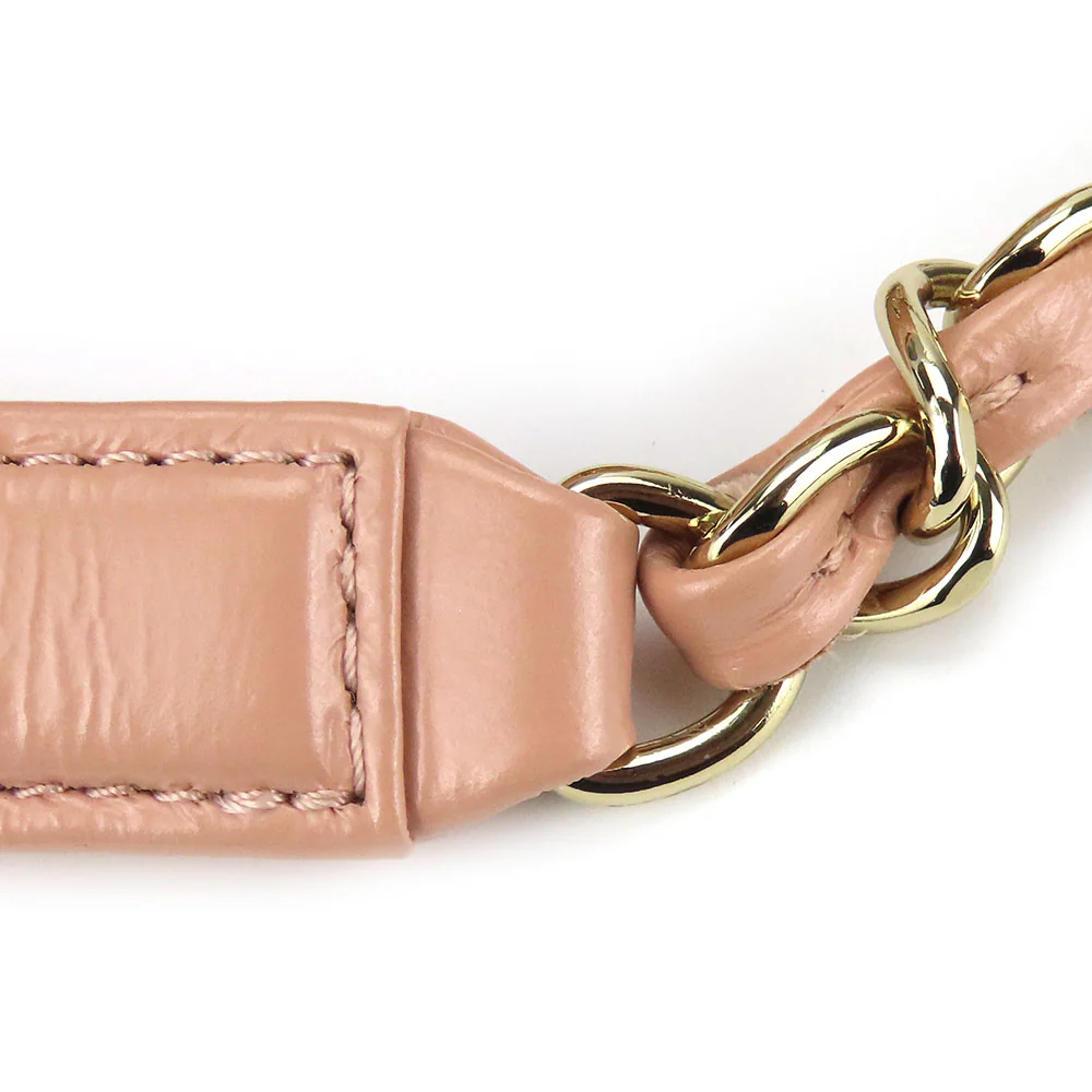 Chanel Leather Shoulder Bag Peach Beige