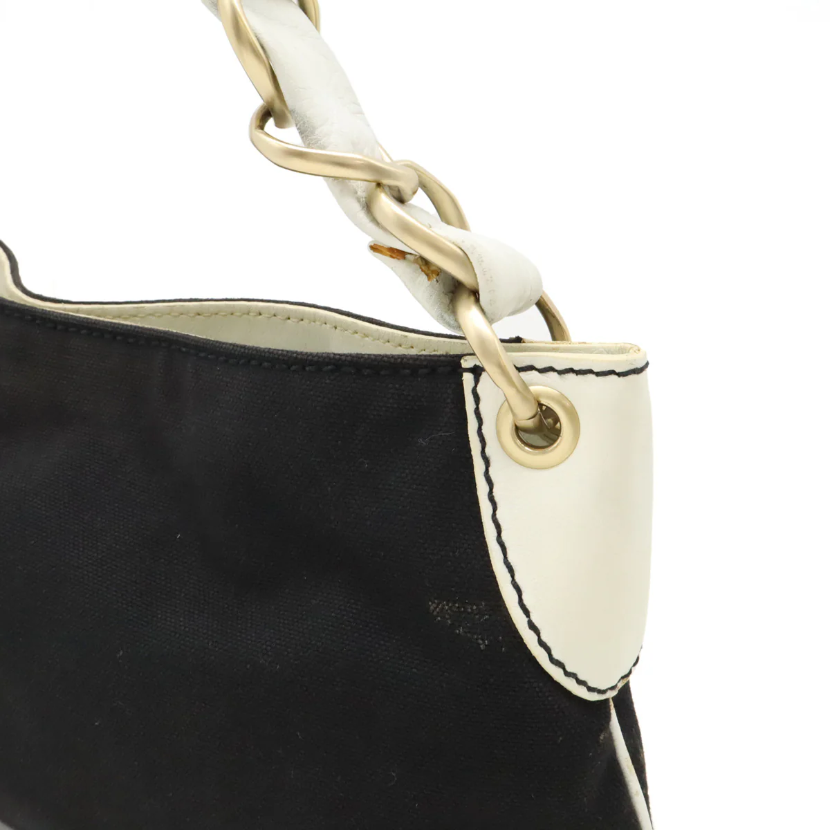 Chanel Canvas Leather Chain Shoulder Bag A20825