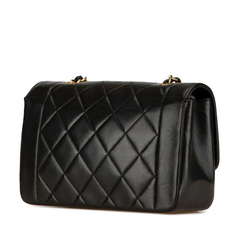 Chanel Diana Chain Shoulder Bag Black Gold