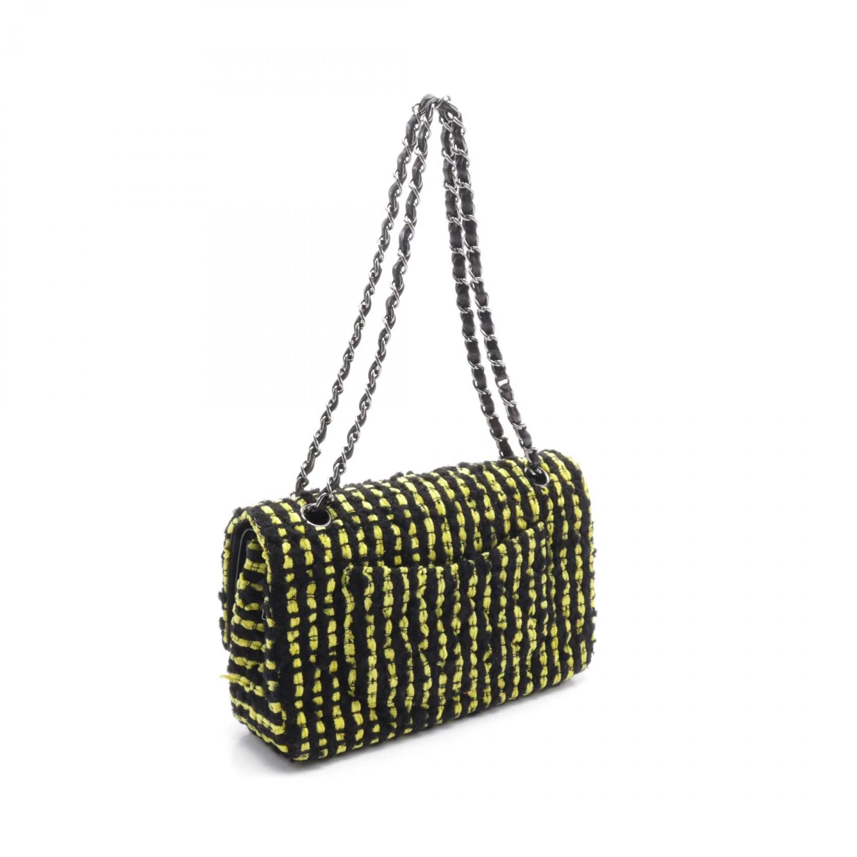 Chanel Matelasse W Flap Shoulder Bag Fabric Leather
