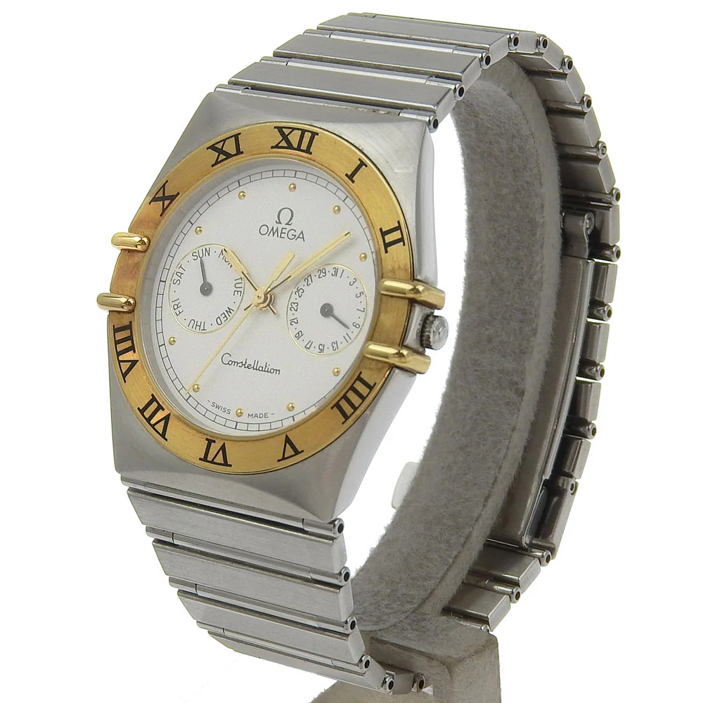 Omega Constellation Day-Date Quartz Watch Stainless Steel K18 Yellow Gold