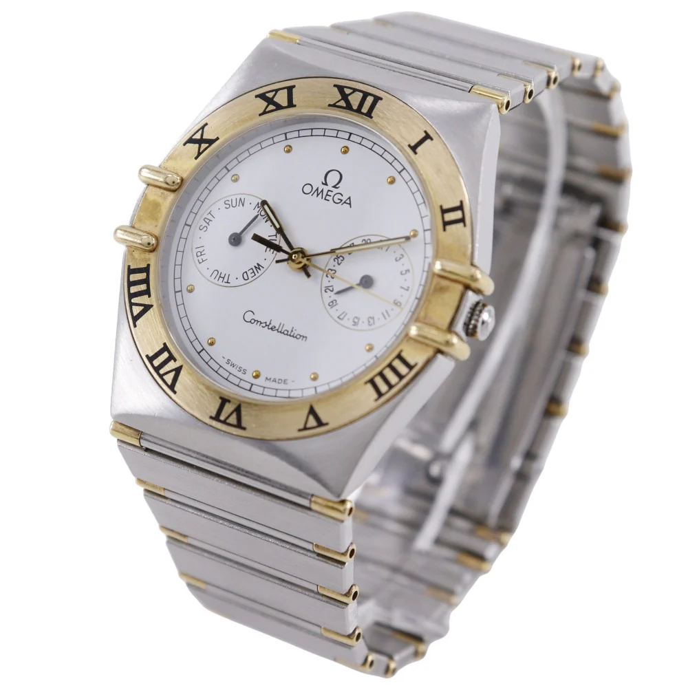 Omega Constellation Quartz Watch Stainless Steel Gold Plated