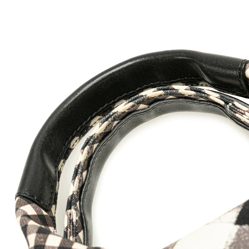 Chanel Gingham Check Canvas Leather Handbag