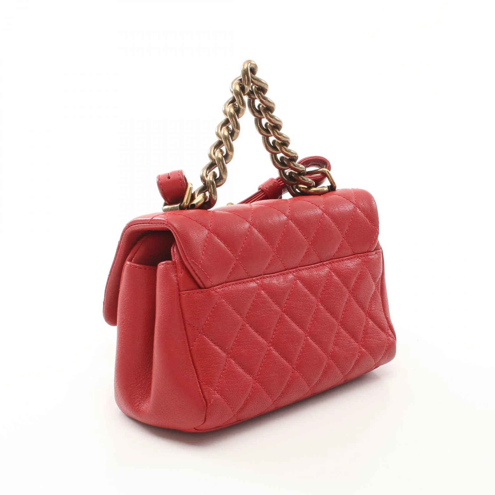 Chanel Matelasse Leather Handbag Red