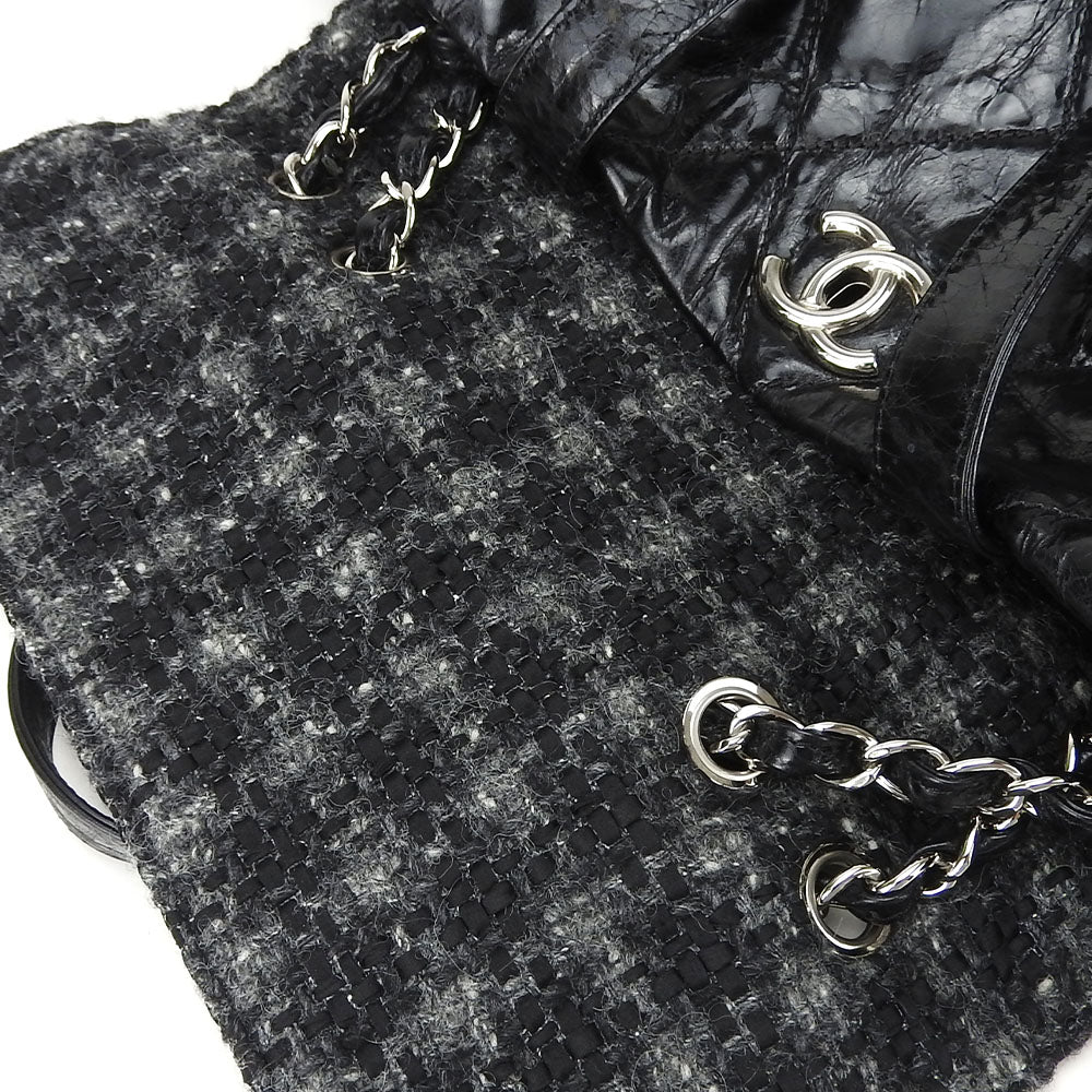 Chanel Leather Tweed Tote Bag 2way