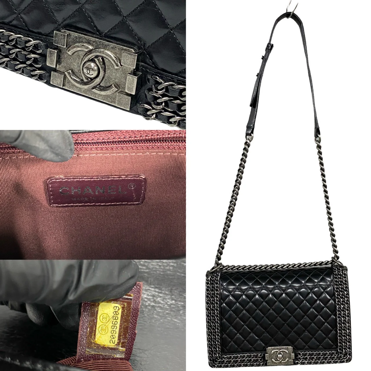 Chanel Boy Leather Chain Shoulder Bag