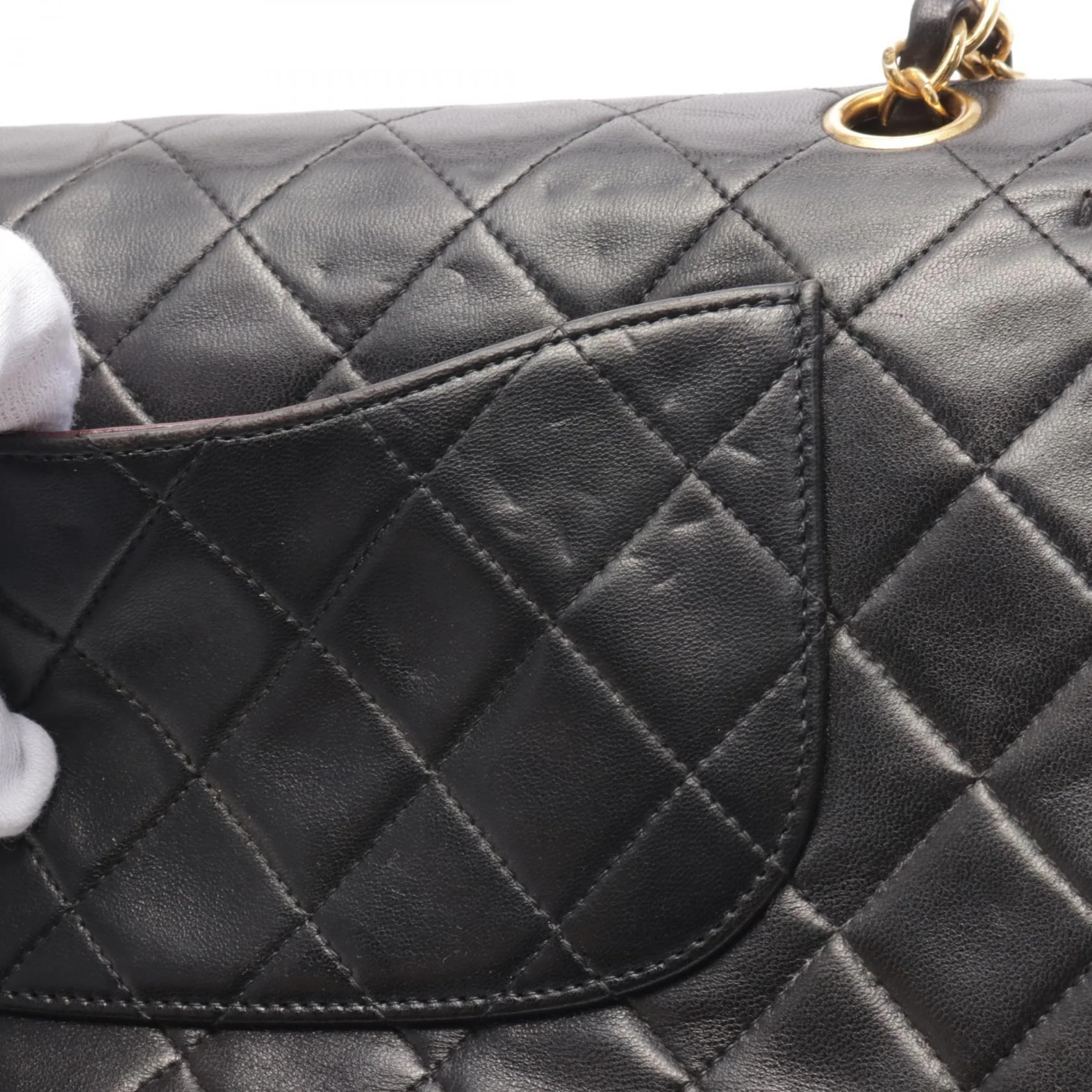 Chanel Lambskin Matelasse W Flap Shoulder Bag A01112