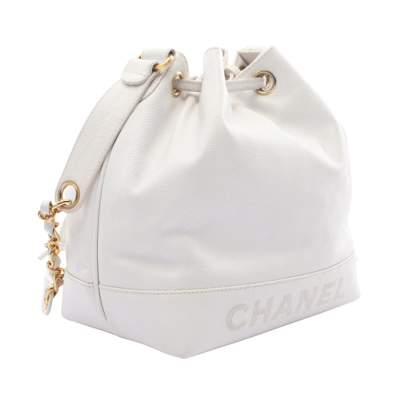 Chanel Caviar Skin Shoulder Bag White
