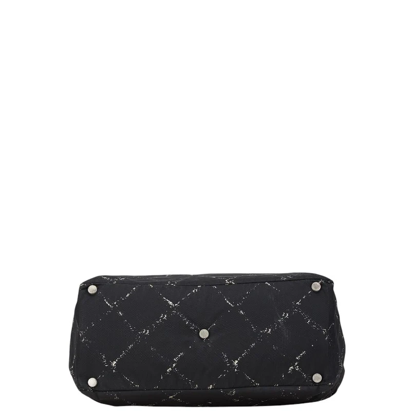 Chanel Nylon Tote Handbag Black White