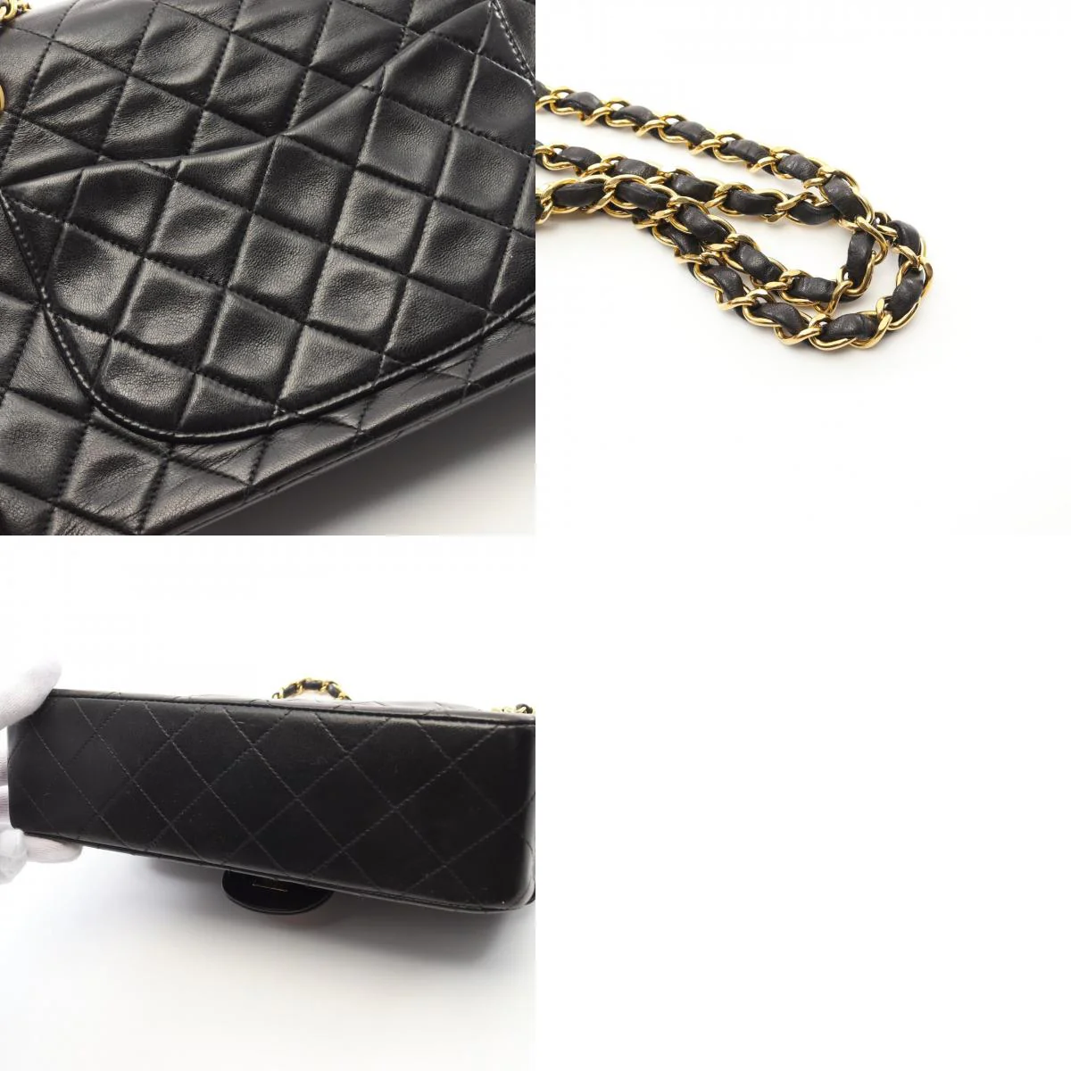 Chanel Matelasse W Flap Shoulder Bag Black