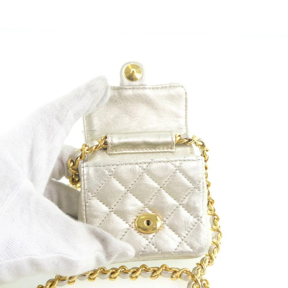 Chanel Micro Chain Shoulder Bag Silver