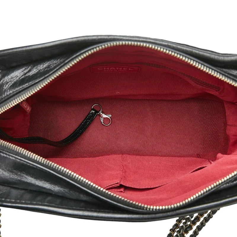 Chanel Gabrielle Chain Shoulder Bag Black Felt Leather
