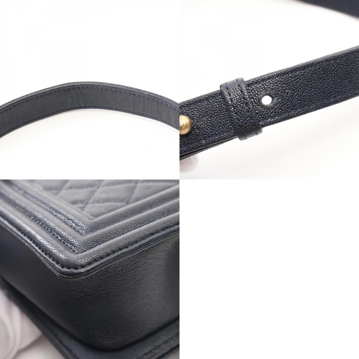 Chanel Boy Small Leather Shoulder Bag Navy