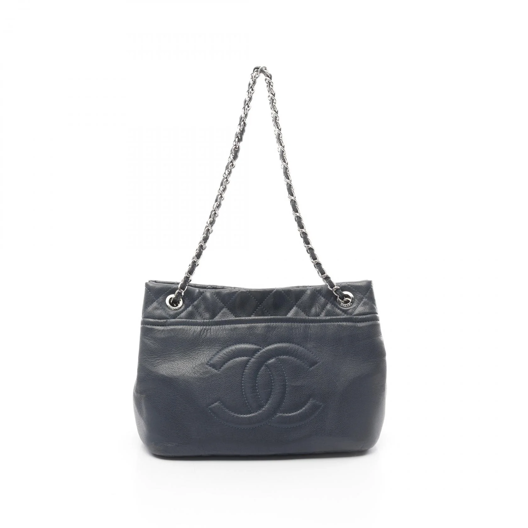 Chanel Matelasse Coco Mark Tote Bag Navy