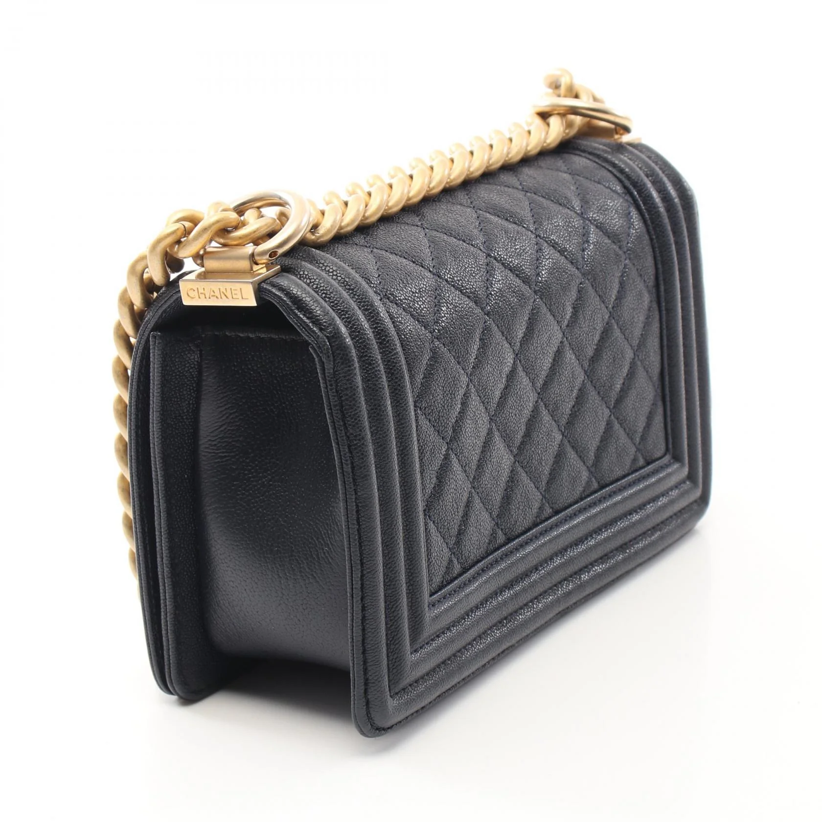 Chanel Boy Small Leather Shoulder Bag Navy