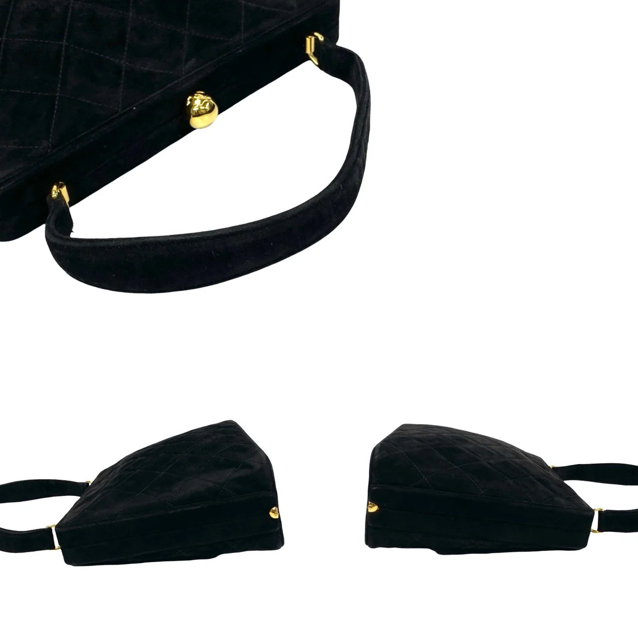 Chanel Suede Matelasse Coco Mark Handbag Black