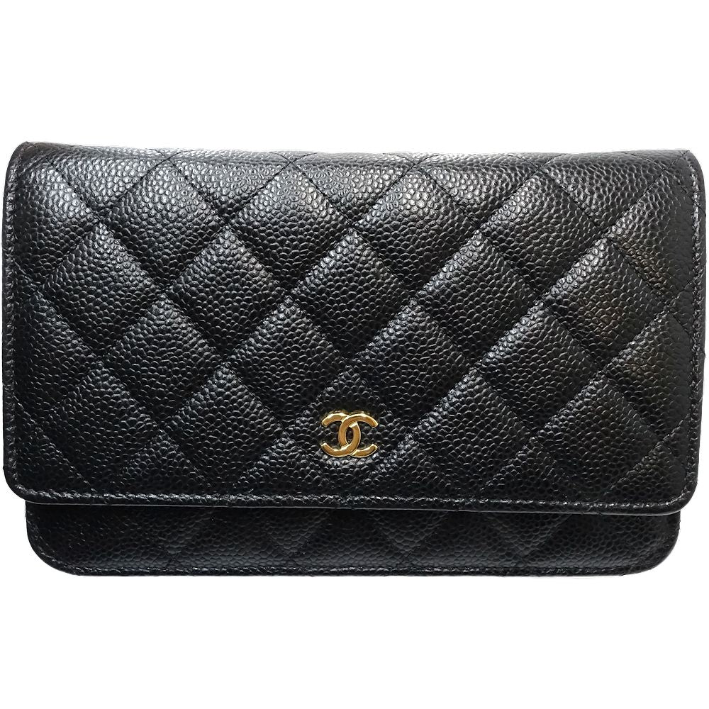 Chanel Caviar Skin Wallet Chain Timeless Classic