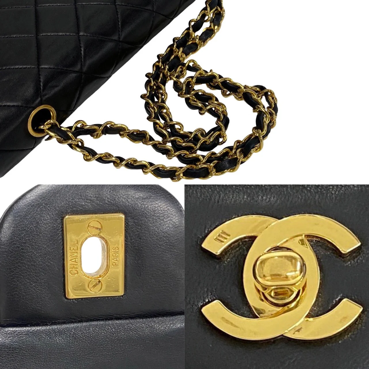 Chanel Lambskin W Flap Matelasse Shoulder Bag
