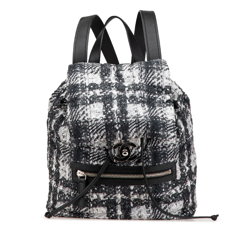 Chanel Nylon Leather Tweed Print Backpack