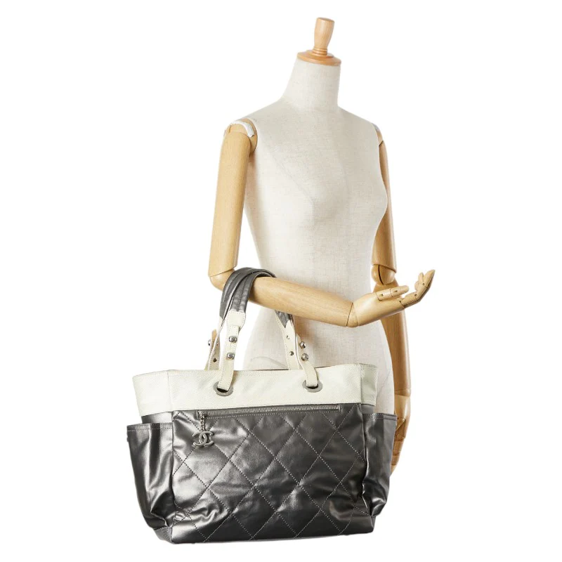 Chanel Paris Biarritz Tote MM Gray White