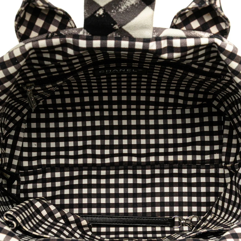 Chanel Gingham Check Canvas Leather Handbag