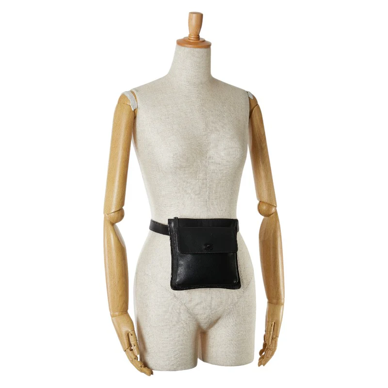 Chanel Lambskin Coco Mark Waist Bag Belt Bag Black