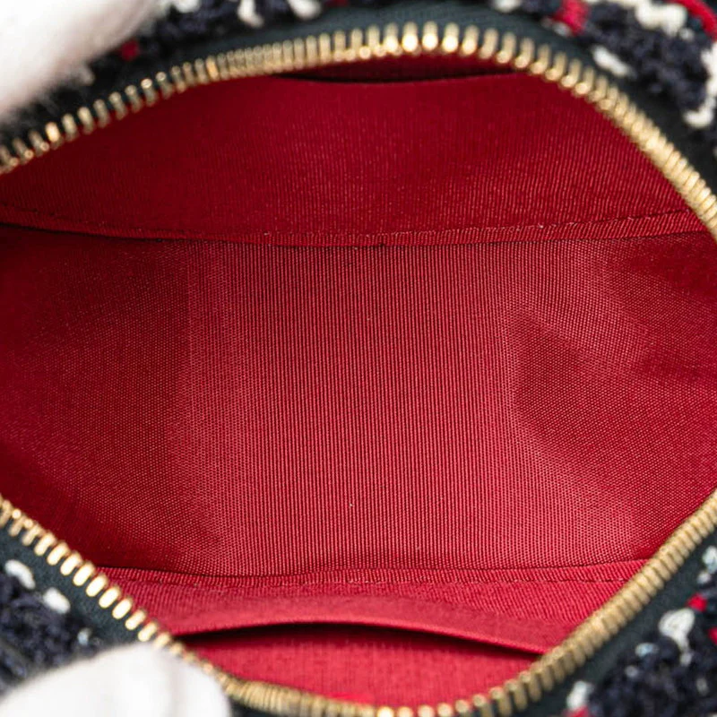 Chanel Tweed Leather Round Chain Shoulder Bag
