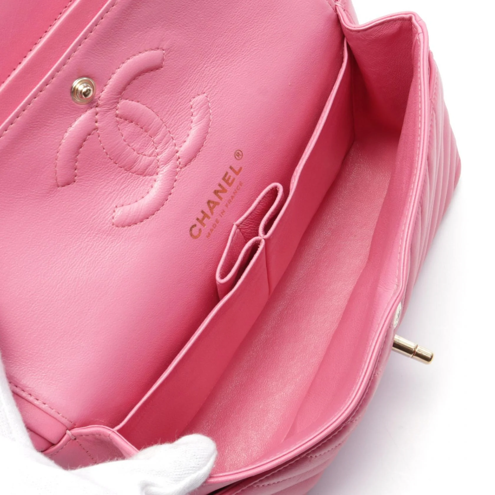 Chanel Chevron V-Stitch Lambskin Shoulder Bag
