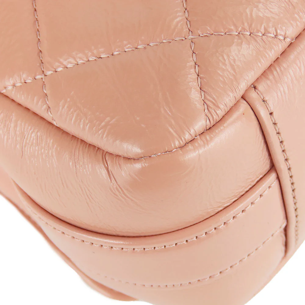 Chanel Leather Shoulder Bag Peach Beige