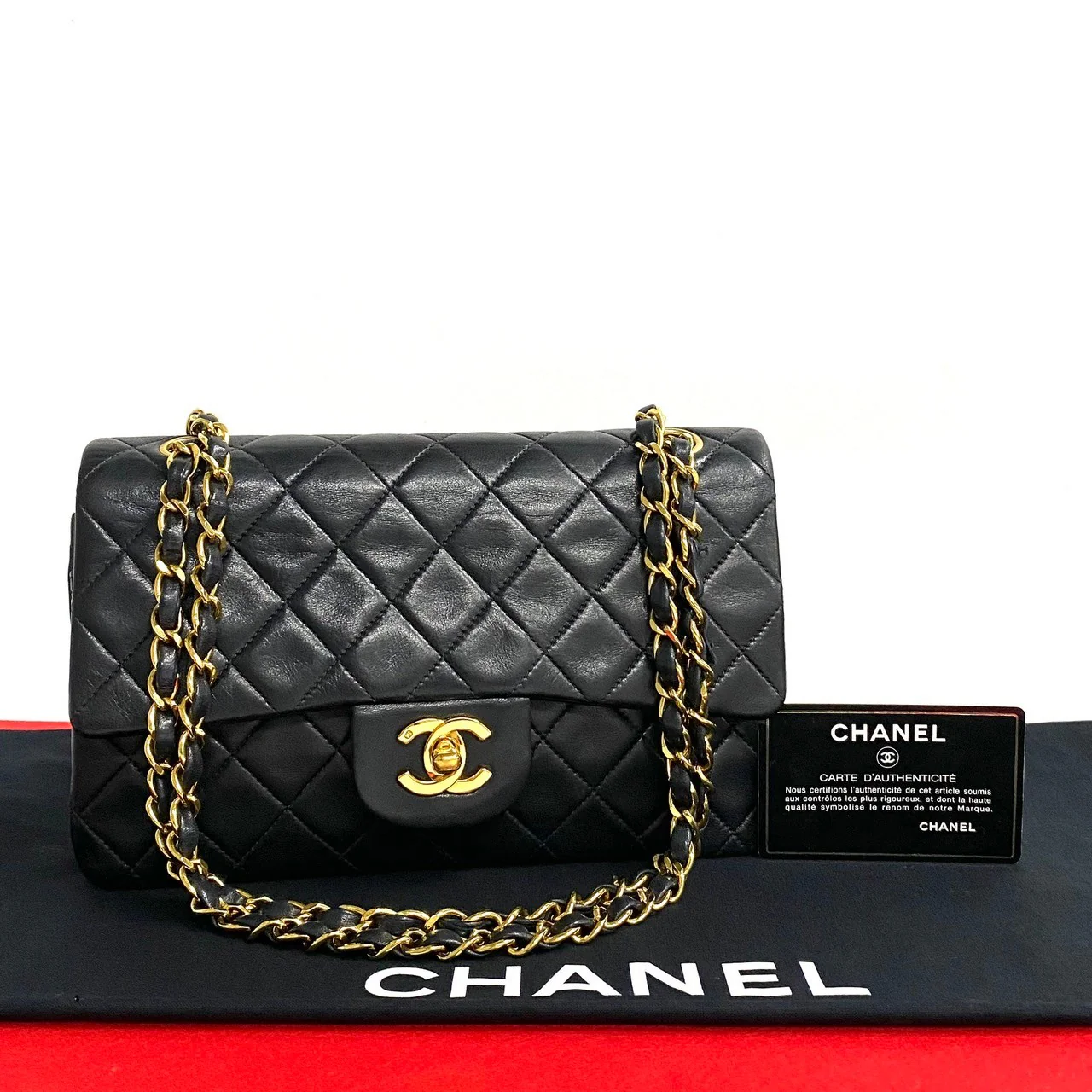 Chanel Lambskin Double Flap Shoulder Bag