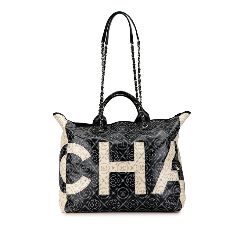 Chanel Camellia Coco Mark Leather Tote Bag