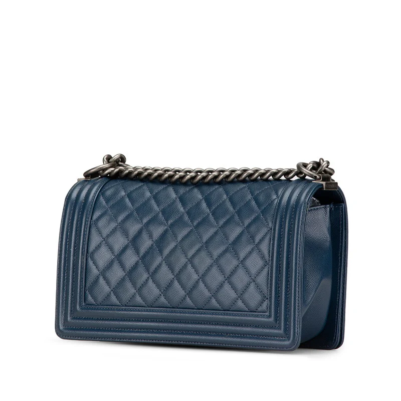 Chanel Boy 25 Navy Caviar Chain Shoulder Bag