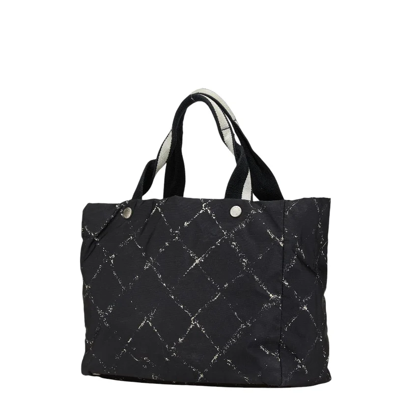 Chanel Nylon Tote Handbag Black White